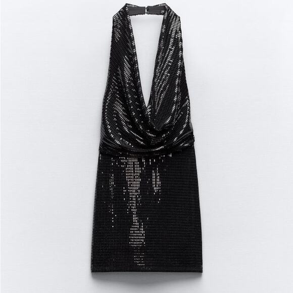 ZARA SPARKLY HALTER NECK JUMPSUIT - Picture 4 of 5